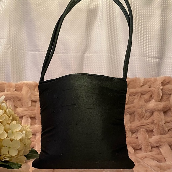 👛ANN TAYLOR👛 Sweet Black Sparkling Satin Sequined💎Handbag - Picture 5 of 15